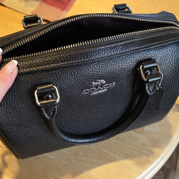 Coach Rowan Pebbled Leather Satchel In Black NWOT - Picture 2 of 11